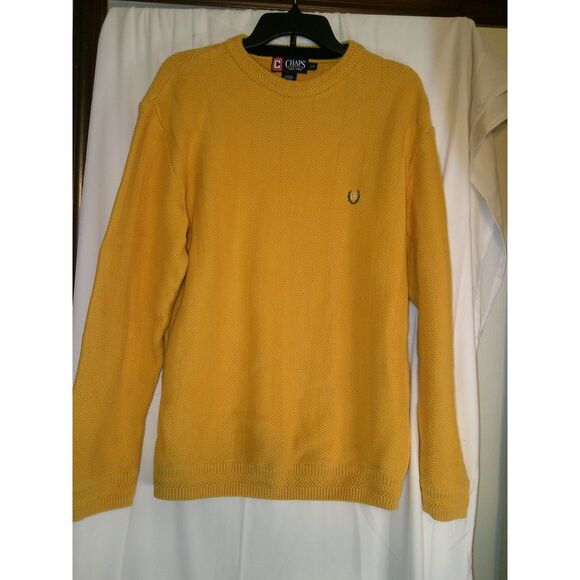 Chaps Yellow Crewneck Sweater Classic Knit‎ Pullover Casual Comfort L/G - Picture 1 of 3